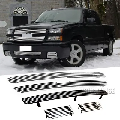Polished Grill  For 03-05 Chevy Silverado 1500 SS Billet Grille Upper Lower 04 • $97.99