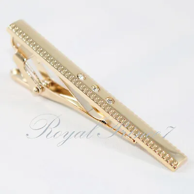 Men's Gentleman Gold 3 Crystal Metal Necktie Tie Clip Bar Clasp TC31 • $8.15