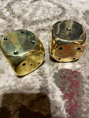 Shiny Vintage Brass Oversized Dice • $100