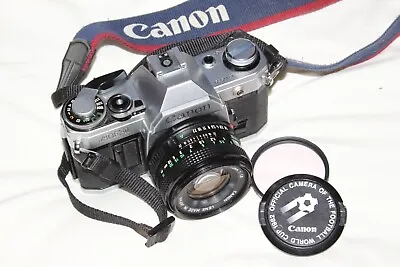 Canon AE-1 SLR Camera With FD 50mm F/1.8 Lens + World Cup Lens Cap • £119.99