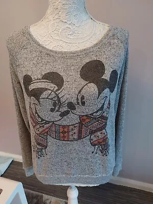 Disney Parks Mickey And Minnie Mouse Grey Jumper Size Medium • £17.99