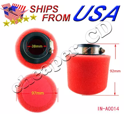 Red Foam 38mm Air Filter For 50cc-250cc ATV Dirt Pit Bike Go Kart TaoTao Kandi • $6.95