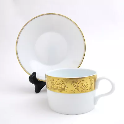 Khazard Gold By Jean Louis Coquet Limoges Tea Or Coffee Flat Cup & Saucer Set(s) • £144.77
