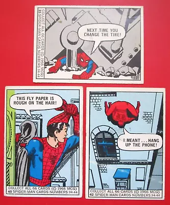 Marvel Super Heroes LOT OF 3 SPIDERMAN 35 40 42 DonRuss 1966 • $14.95