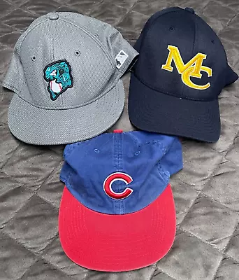 Lot Of 3 Baseball Hats Official Chicago Cubs Adjustable Sm/Med & L/XL Flex Fit • $6.74