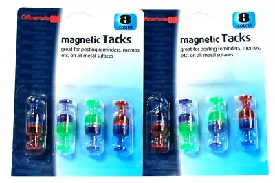 2 Packages Officemate OIC 8 Count Magnetic Tacks For Memos On All Metal Surfaces • $15.99