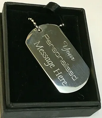£6.29 • Buy Engraved-Metal-Military-Army-Dog-Tags-ID-Tag-&-Necklace-Engraved-Christmas-Gift