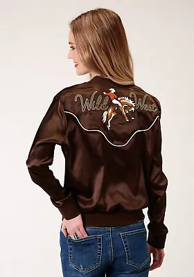 Roper Womens Brown Polyester Wild West Bomber Jacket • $57.99