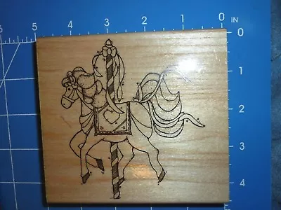 CAROUSEL HORSE MERRY GO ROUND CARNIVAL Wood Mounted Rubber Stamp JRL • $4.04