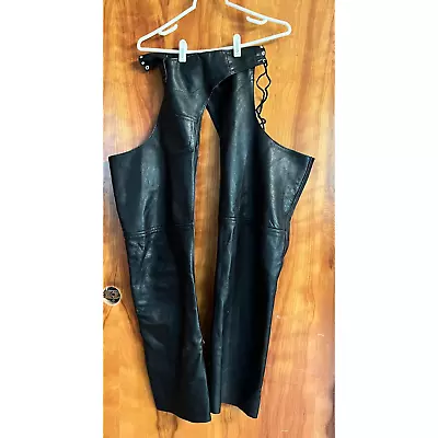 Steer Brand Black Leather Chaps Size Small Made In USA • $60