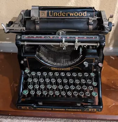 Almost An Antique - 1929 UNDERWOOD No.  5 Standard Desktop Typewriter Black Keys • $125