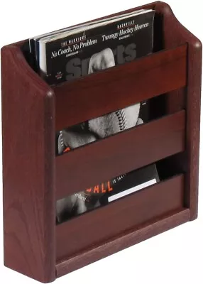 Wooden Mallet Oak Rack Wall Mount Or Tabletop Mahogany Magazine Holder • $63.39