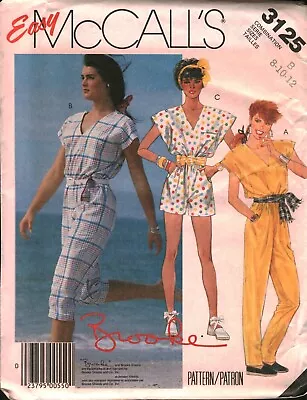 3125 Vintage McCalls SEWING Pattern Misses 1980s Casual Jumpsuit UNCUT Sew 8-12 • $9.99