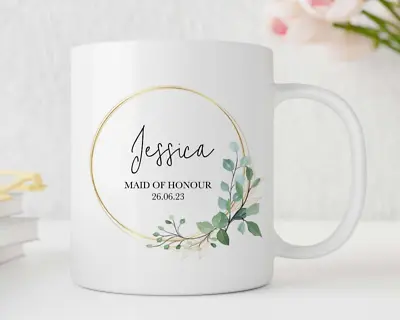 Maid Of Honour Gifts Thank You Proposal Box Personalised Mugs Eucalyptus Wedding • £11.49