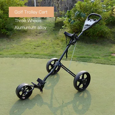 Foldable Golf Buggy Trolley Cart Push Pull 3 Wheels Aluminum Cart With Footbrake • $178.50