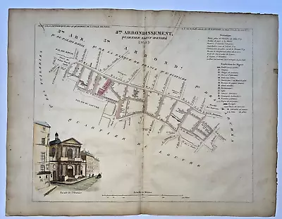 Paris Quartier Saint Honore Palais Royal France 1834 Laguillermie Antique Map • $150