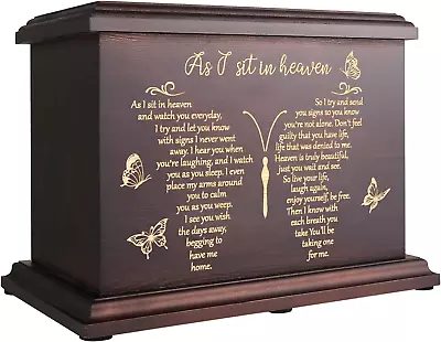 Cremation Memorial Urns Human Ashes Adult Male Female Wooden Urns Box Butterfly • $52.50