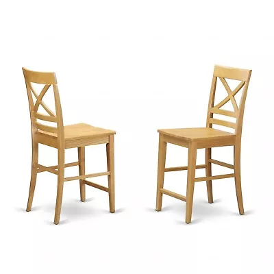 Set Of 4 Quincy 24  Kitchen Counter Height Chairs W/ Plain Wood Seat Light Oak • $380