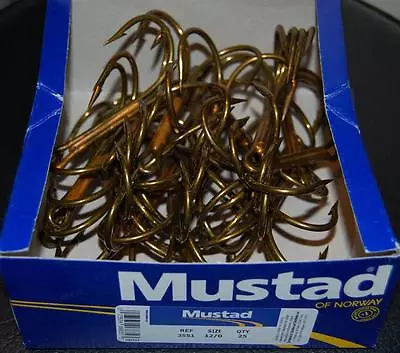 25 Pack Mustad 3551 Size 12/0 Bronze Ringed Style Treble Hooks Big Game Snagging • $79.99