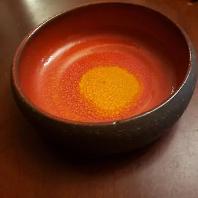 Mid Century Modern Art Pottery Bowl Cool Glaze Signed • $24.99