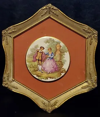 Regency FRAGONARD French Tile Porcelain Wall Art Framed  Man & Woman Dancing  • $45