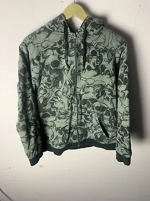 MMA ELITE  Vintage Skulls AOP Graphic Hoodie Jacket Mens Size Medium Sherpa Coat • $129.99