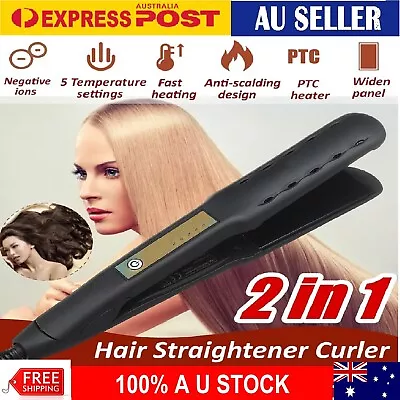 2 In 1 Electric Hair Straightener Ceramic Tourmaline Ionic Flat Curler Wet & Dry • $29.49