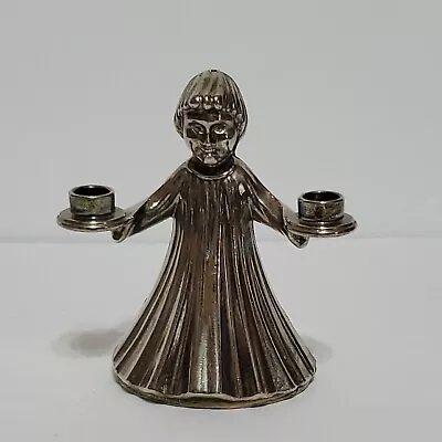 Silver Plated Angel Mini Taper Candle Holder Made In Italy Small 3.25”  • $15.95