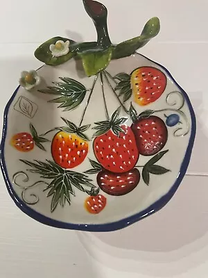 Blue Sky J McCall Footed Ice Cream Bowl  Icing On The Cake  Series Strawberries • $24