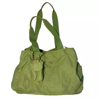 BAGGALLINI Carry-All Travel Tote Bag Lime Green Nylon / Pink Lining - EUC • $22