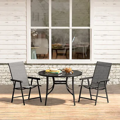 Bistro Set Outdoor Patio Garden Furniture 2/4 Chairs And Glass Table For Parasol • £95.95