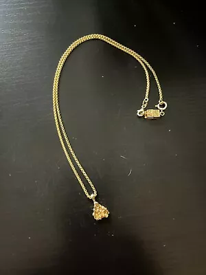 Vintage 1.5 Mm Italy 14k Box Chain Necklace 18  With Gold Nugget Pendant - 7.2 G • $275