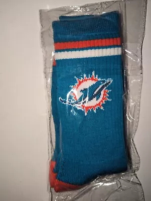 Miami Dolphins Socks Large CREW BRAND NEW NFL TEAM SPORTS FAN COMFY • $18.99