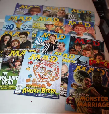 Lot 14 MAD Magazine Back Issues Bieber Cyrus Batman Angry Birds Walking Dead • $29.99