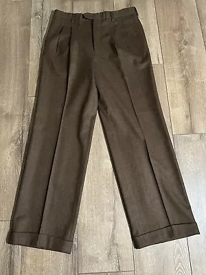 Ermenegildo Zegna Pants Mens 31 Brown Dress Pants Vintage Pleated 31x30 • $25