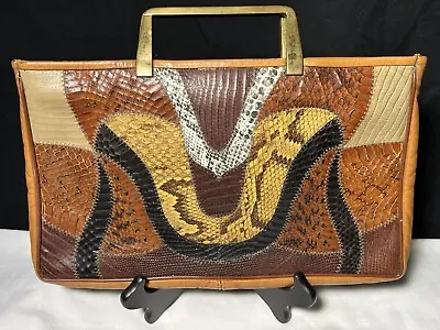 Vintage Original By Caprice Snake Skin & Leather Purse Clutch Handbag Zipper • $35