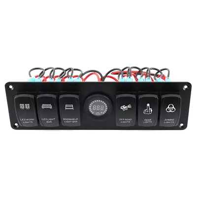 Car 6 Gang Toggle Rocker Switch Panel Colorful LED Voltmeter For RV Car Marine • $54.18