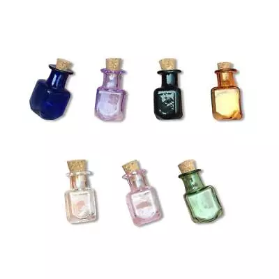 Mini Glass Color Bottles Rectangle Cute Bottles With Cork Little Bottles Gift Ti • $8.58