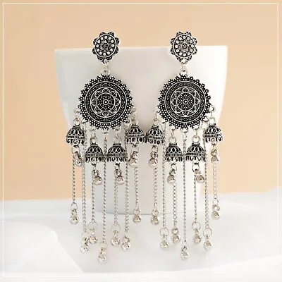 Vintage Gold Silver Jhumki Tassel Bollywood Earring Ethnic Gypsy Wedding Jewelry • $3.19