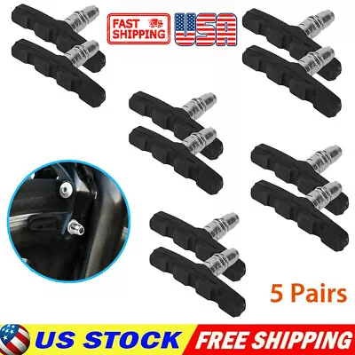 $7.59 • Buy 5 Pairs High Grade Cycling Bicycle Bike V Brake Pads 70mm Shoes Pads Black