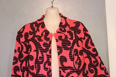 Ming Wang Pink Black Acrylic Knit Cardigan Jacket Large • $29.99