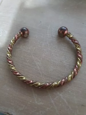 £11.99 • Buy Artisan Brass Copper Twisted Magnetic Balls Torque Bracelet