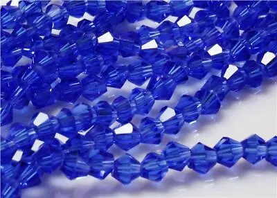 100 FACETED CRYSTAL GLASS BICONE BEADS  4mm SUN CATCHER COLOUR CHOICE • £2.49