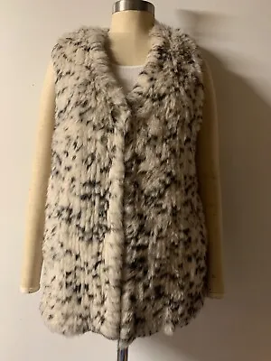 BNWT Designer Longline Genuine Rabbit Fur Knit Vest/ Gilet One Size • $56.99