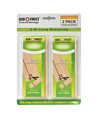 2 Pack Aid First Plaster Fabric Dressing Strips Cut Extra Long Dressing 2 Meter • £3.45