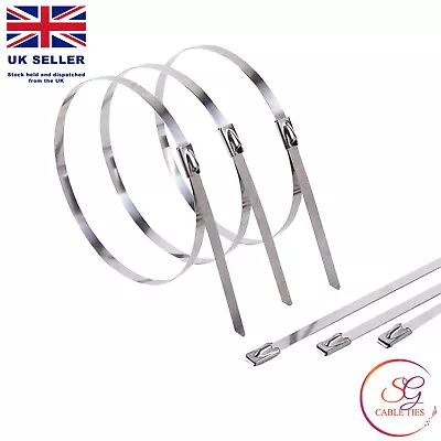 10 Pcs Stainless Steel Marine 316 Grade Strong Metal Cable Ties Zip Tie Wraps • £3.39