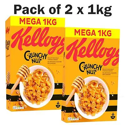 Kellogg's Crunchy Nut Sugar & Honey Cornflakes Breakfast Cereal Pack Of 2 X 1kg • £17.99