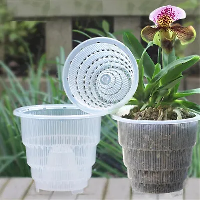 $11.79 • Buy 1/3xRoot Control Orchid Flower Mesh Pot Clear Breathable Container Garden Decor