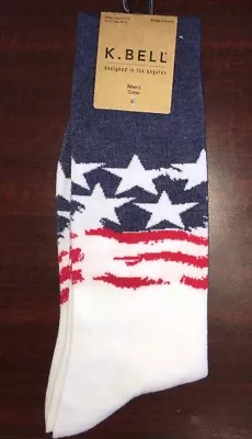 American Flag Socks Stars & Stripes Men's Crew Casual Trouser K. Bell Size 10-13 • $6.13