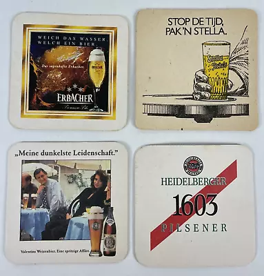 Vintage Lot Of 4 German Beer Coasters Heidelberger Pilsener Erbacher • $9.68